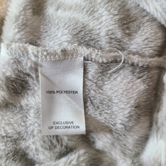 Nicole Miller NY Plush Robe S/M | White Grey Leopard Print Midi Length Belted - Picture 3 of 4